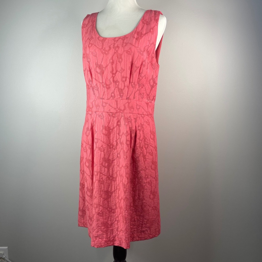 Banana Republic Coral Pink Embossed Textured Sheath Dress Pockets 14 Spring